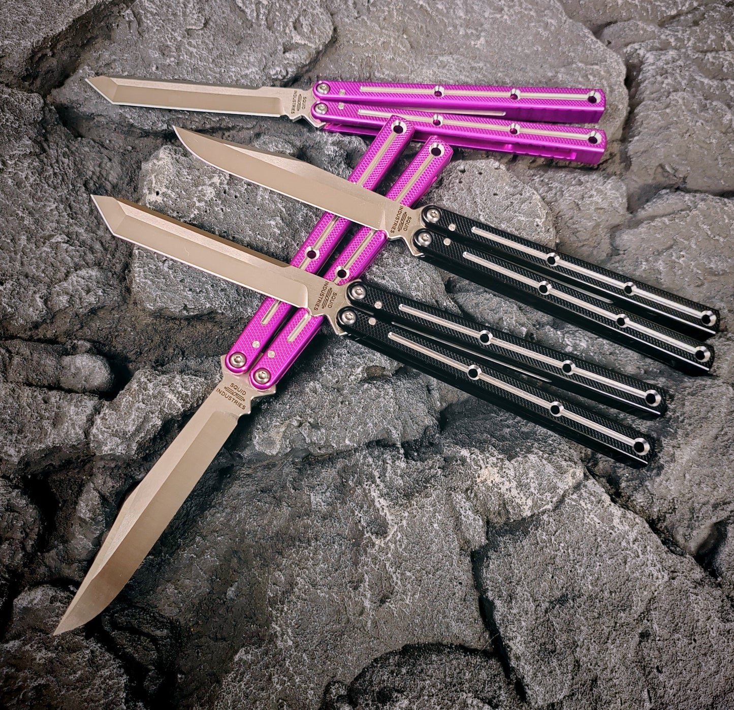 Baliplus 7075 Glossy Bright Slot Kraken V3 Aluminum Balisong Stainless Steel Blade Clone Bushing