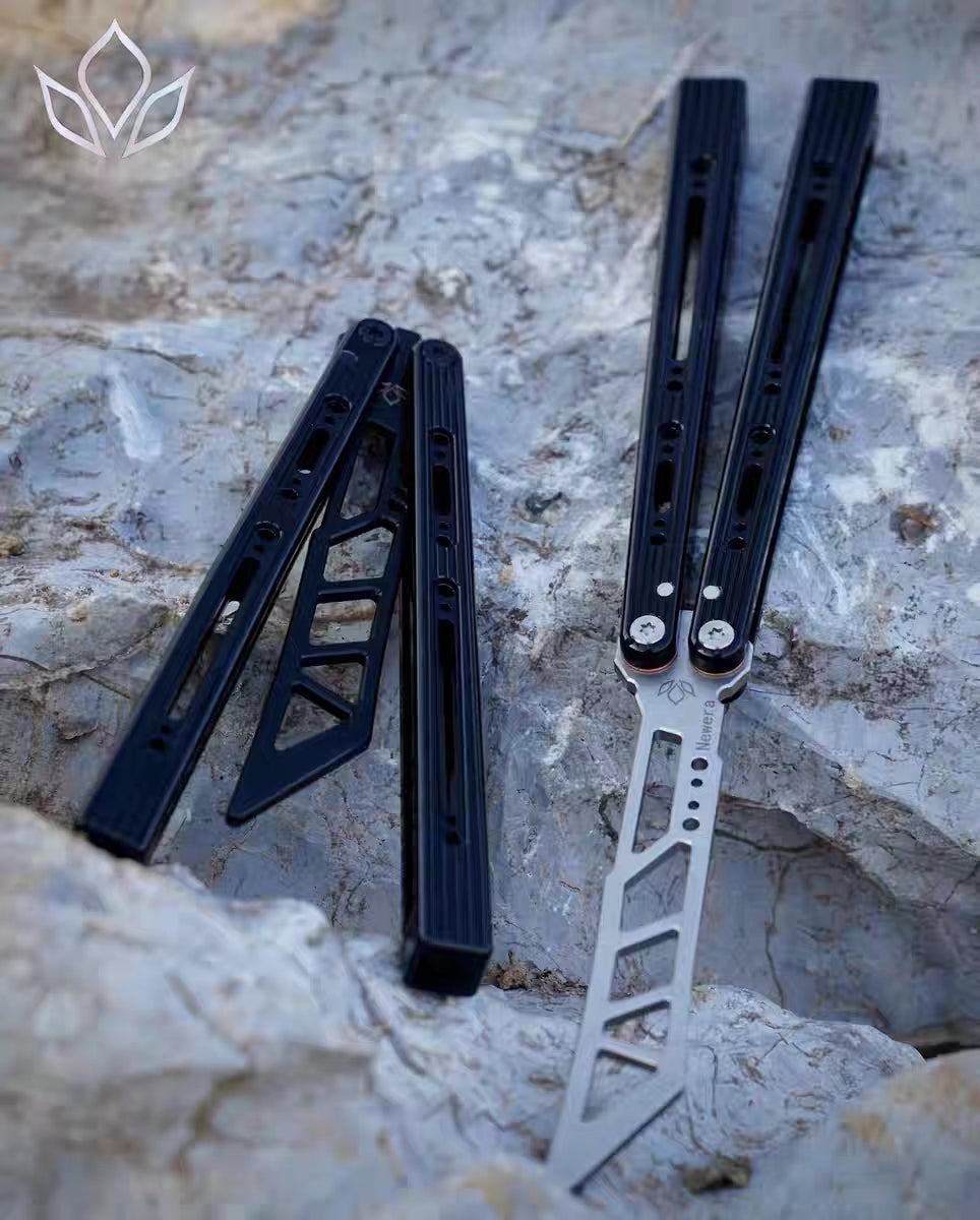 Newera Sunshine Balisong Aluminum Handle Stainles Steel Blade Trainer Bushing
