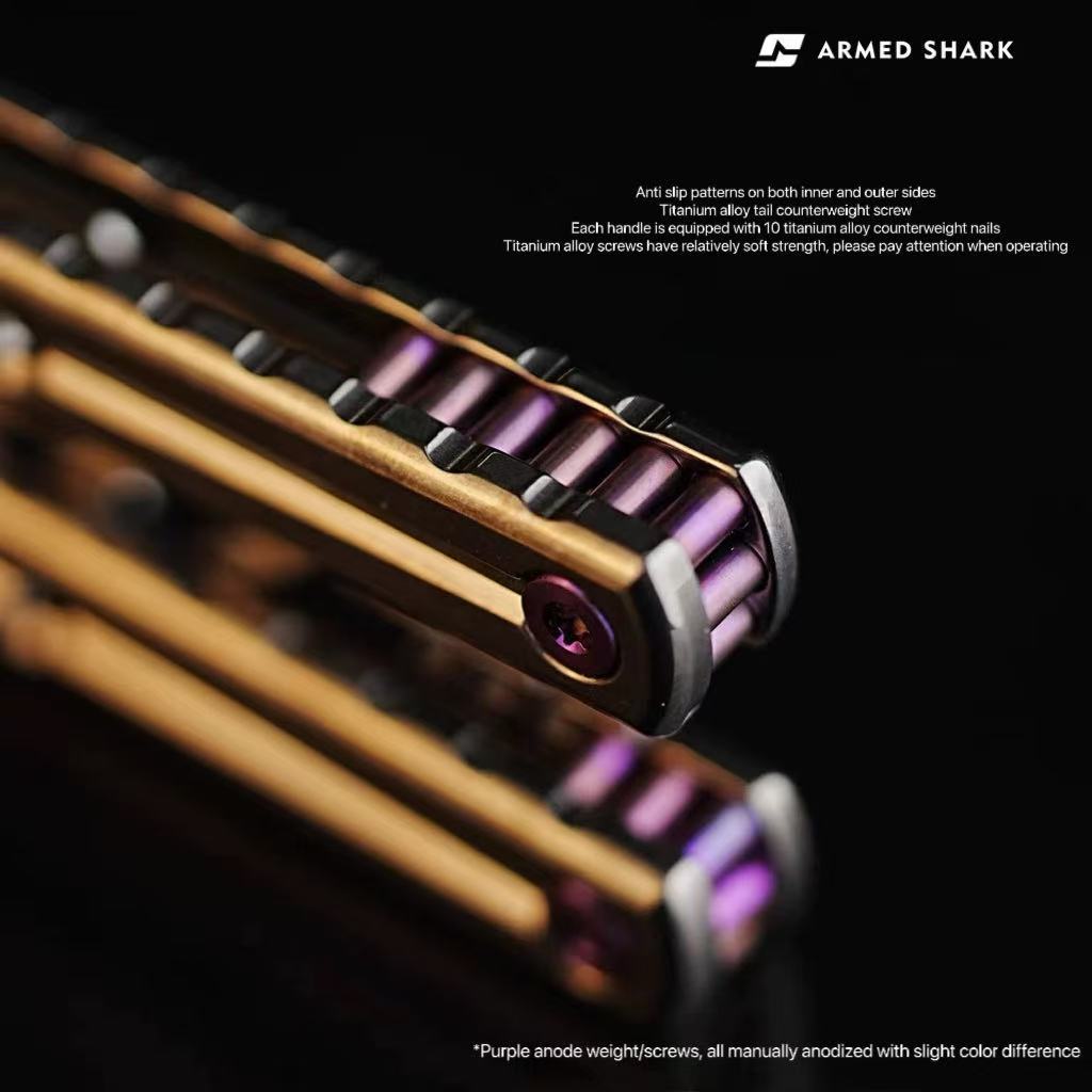 ARMED SHARK Sandwich Titanium Kraken Clone TC4 Titanium Alloy Handle 5CR15 Stainless Steel Blade Bushing