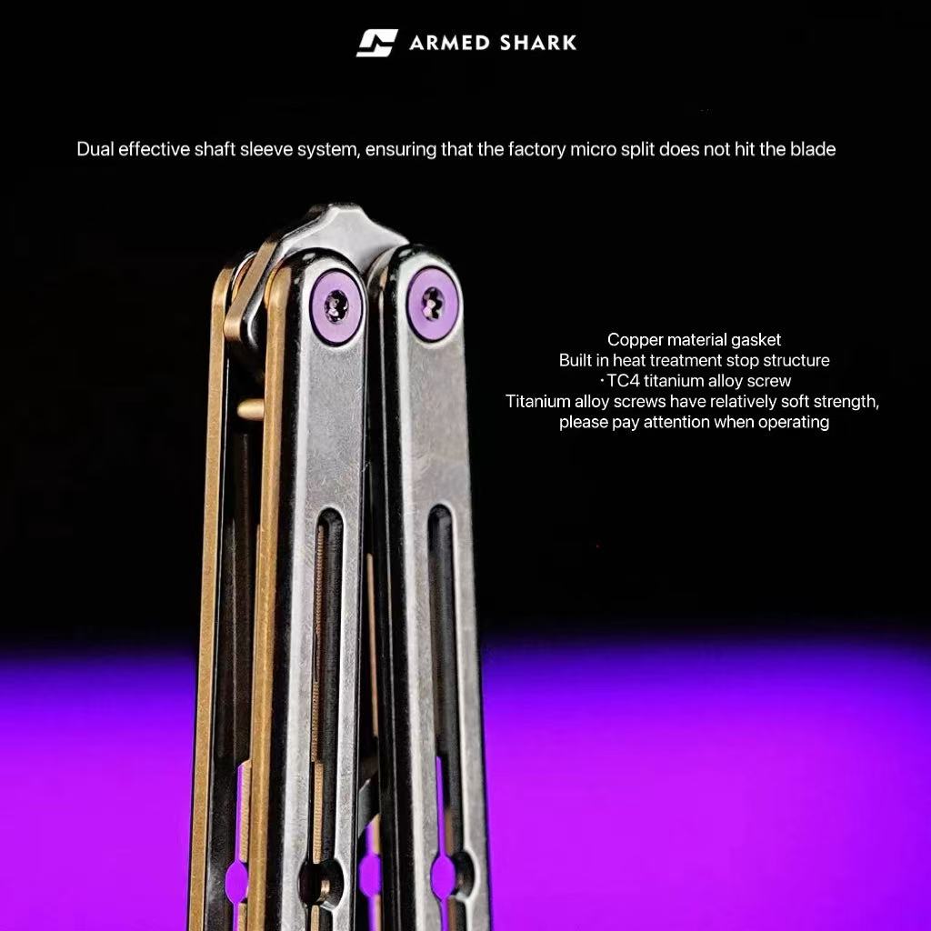 ARMED SHARK Sandwich Titanium Kraken Clone TC4 Titanium Alloy Handle 5CR15 Stainless Steel Blade Bushing