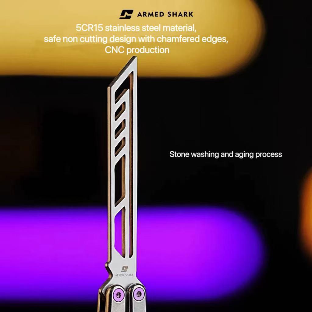 ARMED SHARK Sandwich Titanium Kraken Clone TC4 Titanium Alloy Handle 5CR15 Stainless Steel Blade Bushing