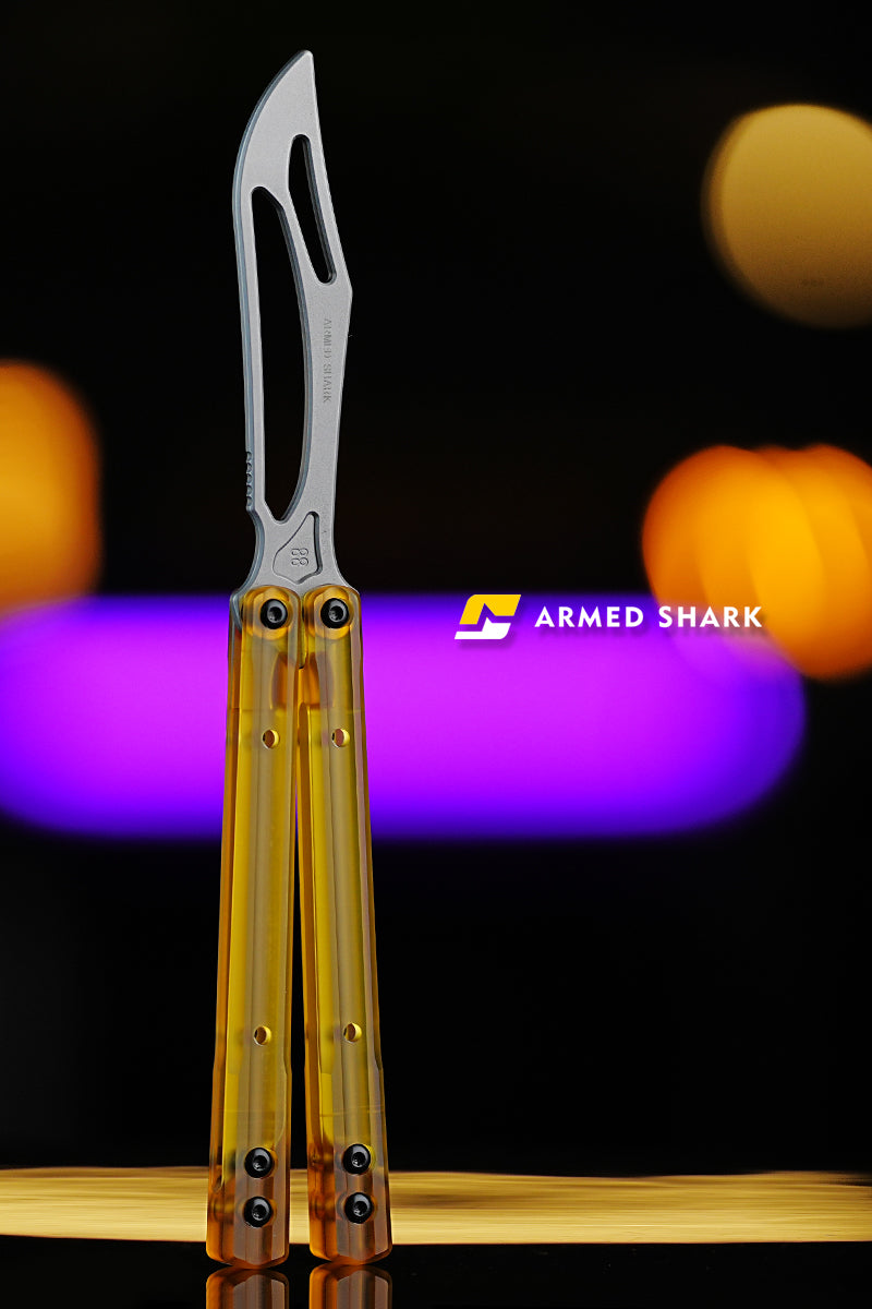 ARMED SHARK PEI Orca Balisong Clone Integrated Handle Made Of PEI Material TC4 Titanium Alloy Blade Bushing
