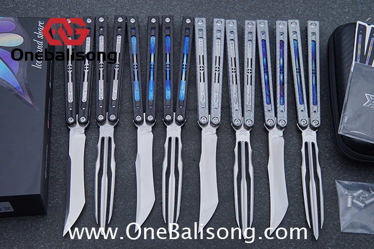 Jiegeng Colored Glaze Original Balisong Titanium Alloy Handle Stainless Steel Blade Bushing
