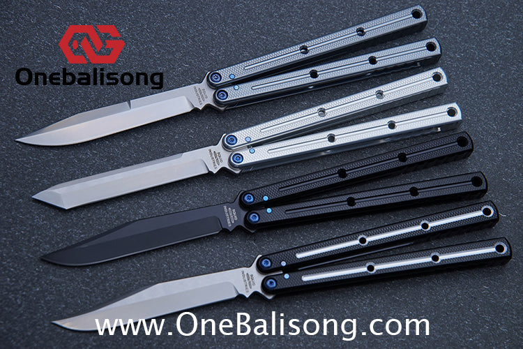Blue River Glossy Kraken 7075 Aluminum Handle Titanium Alloy Screws Balisong Stainless Steel Blade Clone Bushing
