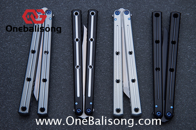 Blue River Glossy Kraken 7075 Aluminum Handle Titanium Alloy Screws Balisong Stainless Steel Blade Clone Bushing