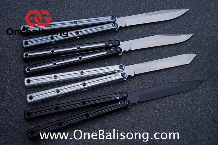Blue River Glossy Kraken 7075 Aluminum Handle Titanium Alloy Screws Balisong Stainless Steel Blade Clone Bushing