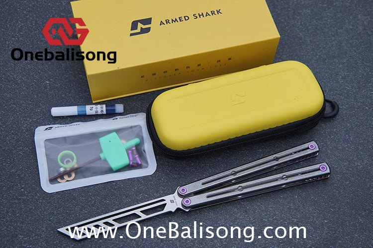ARMED SHARK Sandwich Titanium Kraken Clone TC4 Titanium Alloy Handle 5CR15 Stainless Steel Blade Bushing