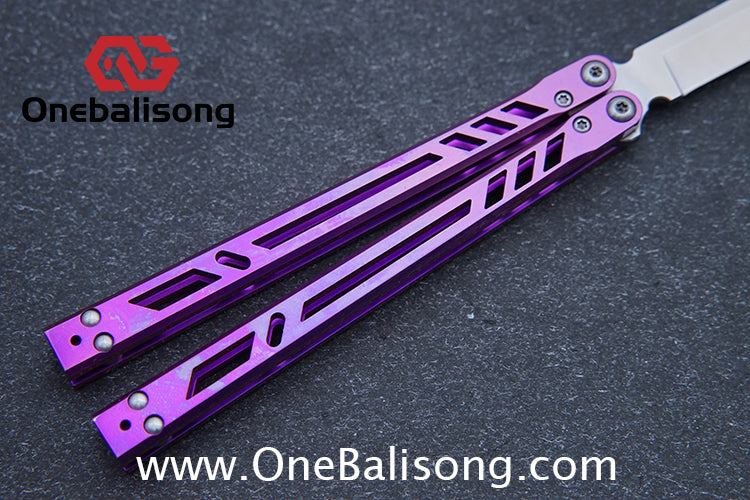 Baliplus Titanium BB Barebones Balisong Clone Titanium Alloy Sandwich Handle VG10 Blade Bushing