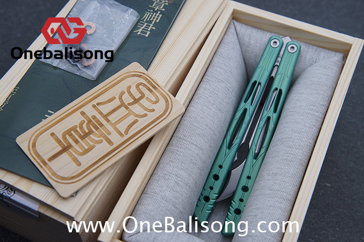 Qinglong Balisong Mengzhang Divine Lord TC4 Titanium Alloy Handle 440C Stainless Steel Blade Bushing