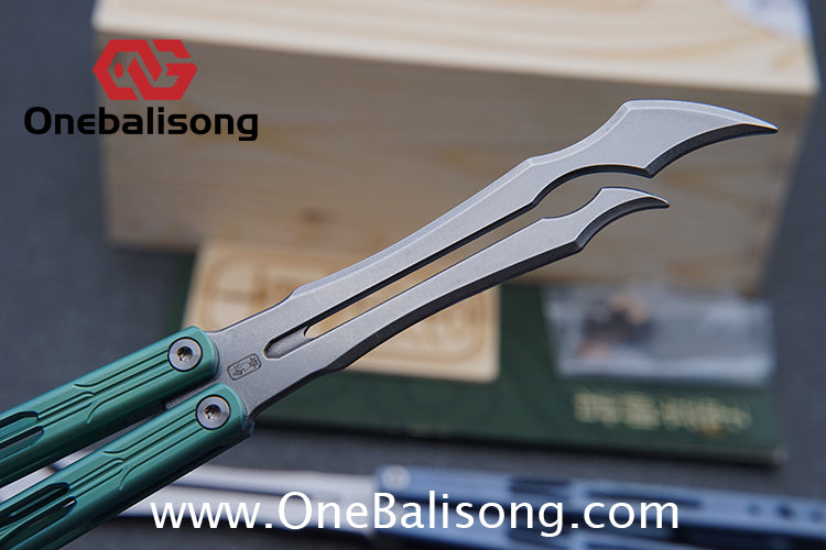 Qinglong Balisong Mengzhang Divine Lord TC4 Titanium Alloy Handle 440C Stainless Steel Blade Bushing
