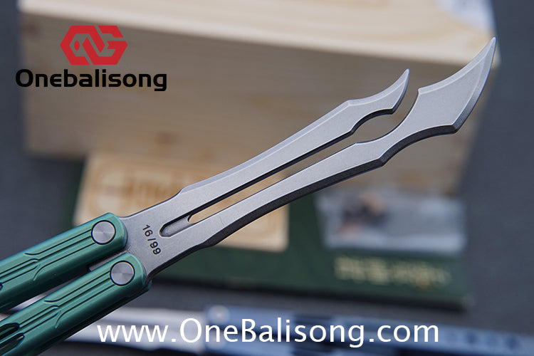 Qinglong Balisong Mengzhang Divine Lord TC4 Titanium Alloy Handle 440C Stainless Steel Blade Bushing