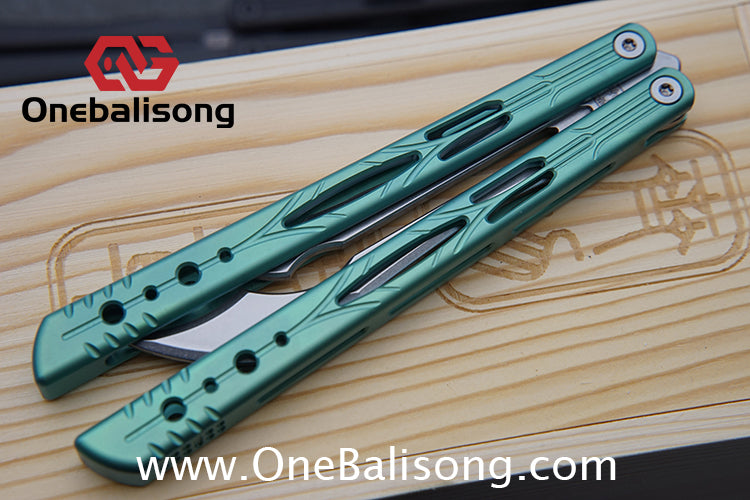 Qinglong Balisong Mengzhang Divine Lord TC4 Titanium Alloy Handle 440C Stainless Steel Blade Bushing