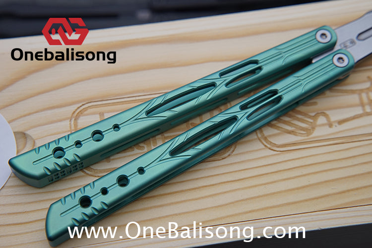 Qinglong Balisong Mengzhang Divine Lord TC4 Titanium Alloy Handle 440C Stainless Steel Blade Bushing