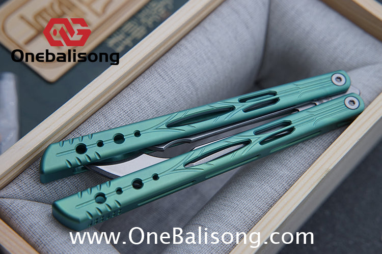 Qinglong Balisong Mengzhang Divine Lord TC4 Titanium Alloy Handle 440C Stainless Steel Blade Bushing