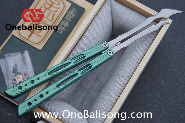 Qinglong Balisong Mengzhang Divine Lord TC4 Titanium Alloy Handle 440C Stainless Steel Blade Bushing