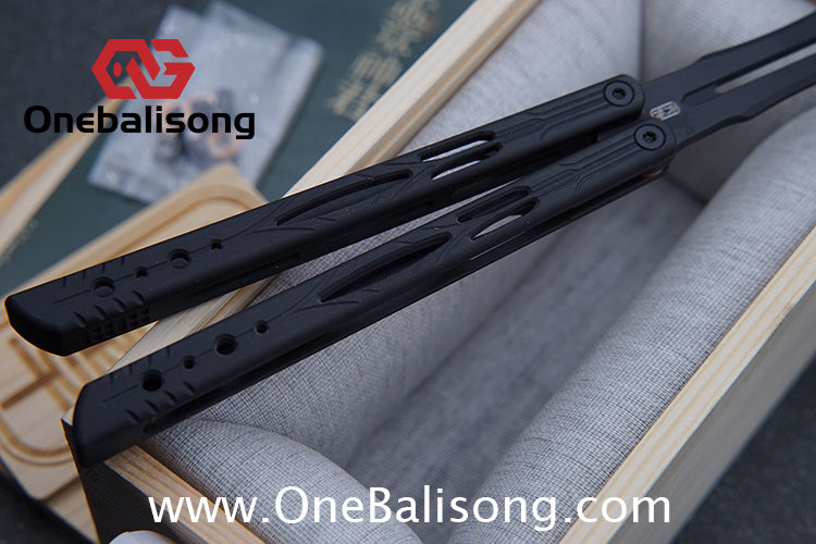 Qinglong Balisong Mengzhang Divine Lord TC4 Titanium Alloy Handle 440C Stainless Steel Blade Bushing