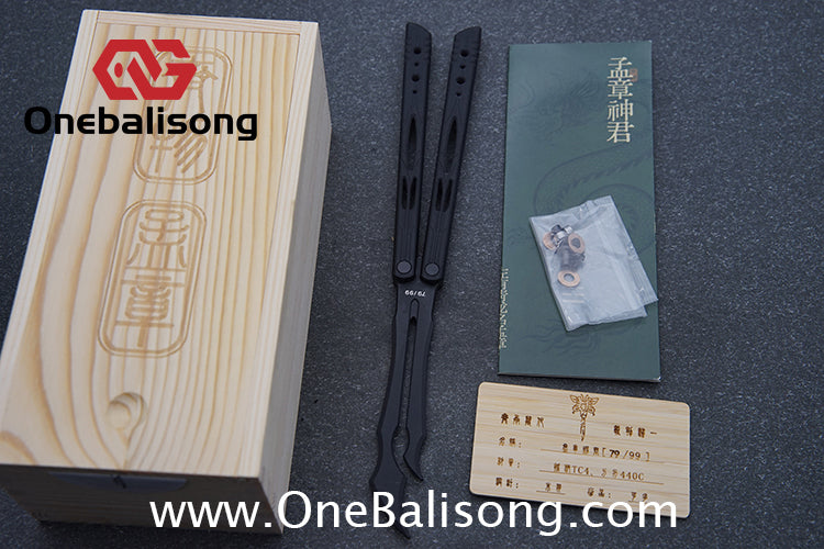 Qinglong Balisong Mengzhang Divine Lord TC4 Titanium Alloy Handle 440C Stainless Steel Blade Bushing