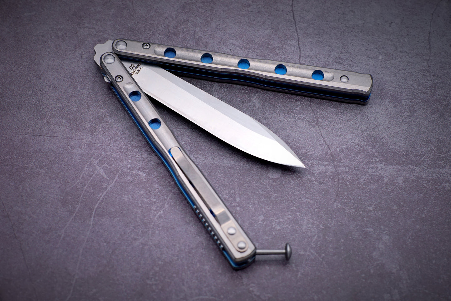 THEONE BM51 Balisong Clone Titanium Alloy Handle D2 Tool Steel Stainless Steel Blade Bushing