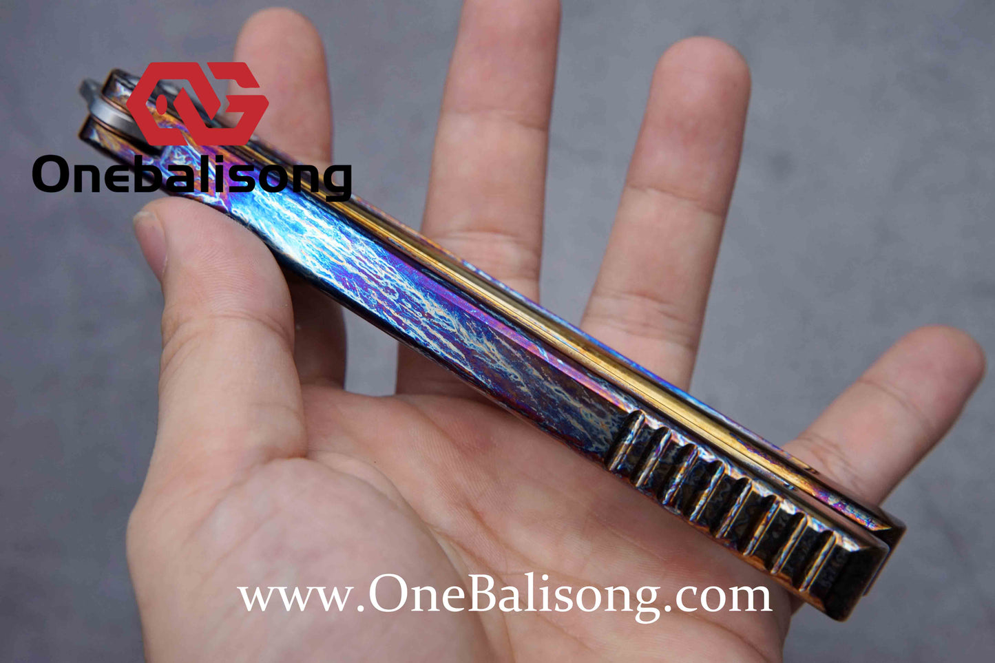 theone viper clone Titanium handle Damascus blade bushing One-piece structure