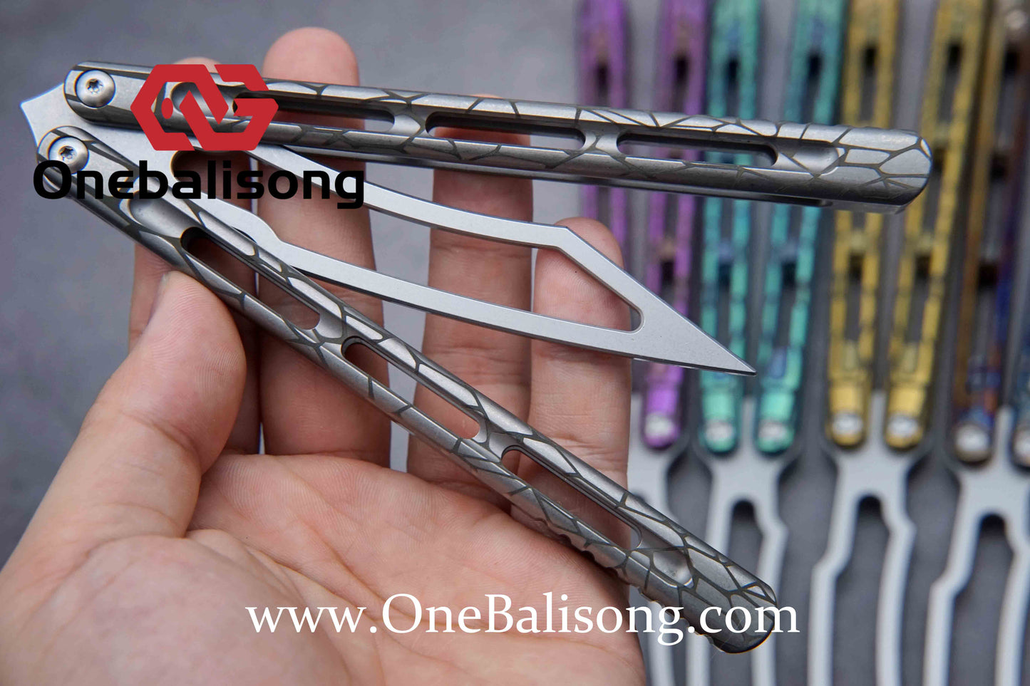theone viper clone Titanium handle Damascus blade bushing One-piece structure