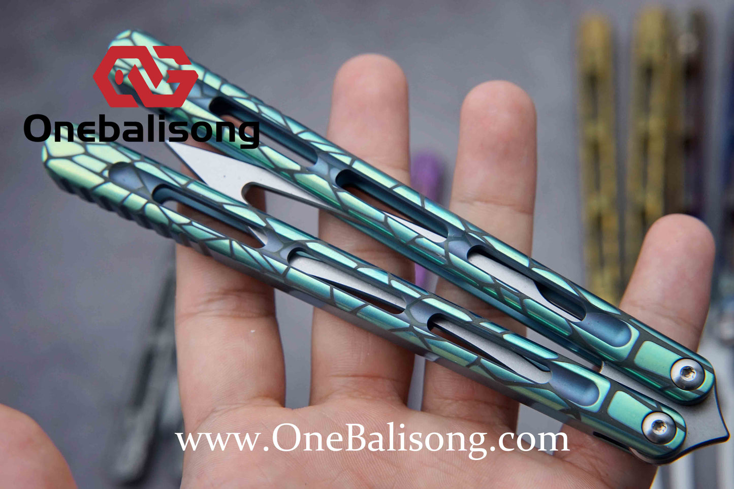 theone viper clone Titanium handle Damascus blade bushing One-piece structure