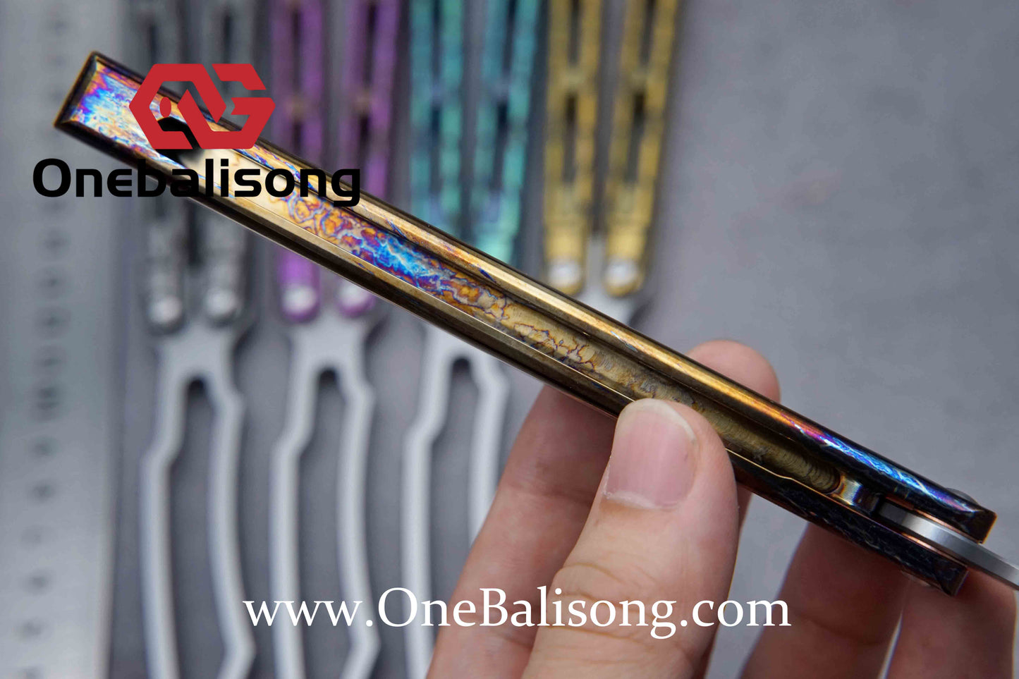 theone viper clone Titanium handle Damascus blade bushing One-piece structure