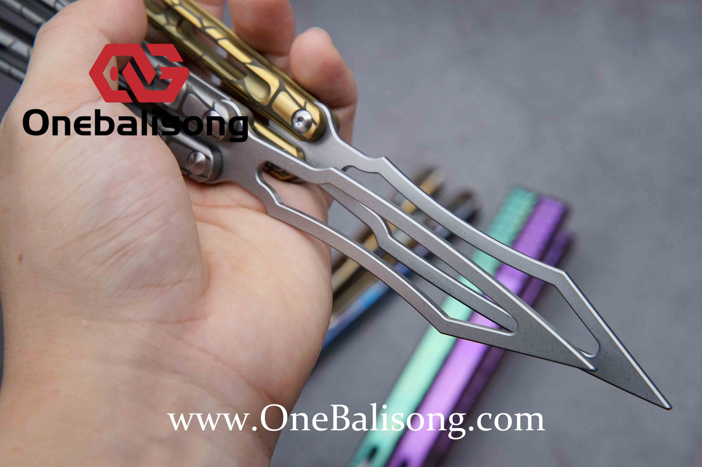 theone viper clone Titanium handle Damascus blade bushing One-piece structure