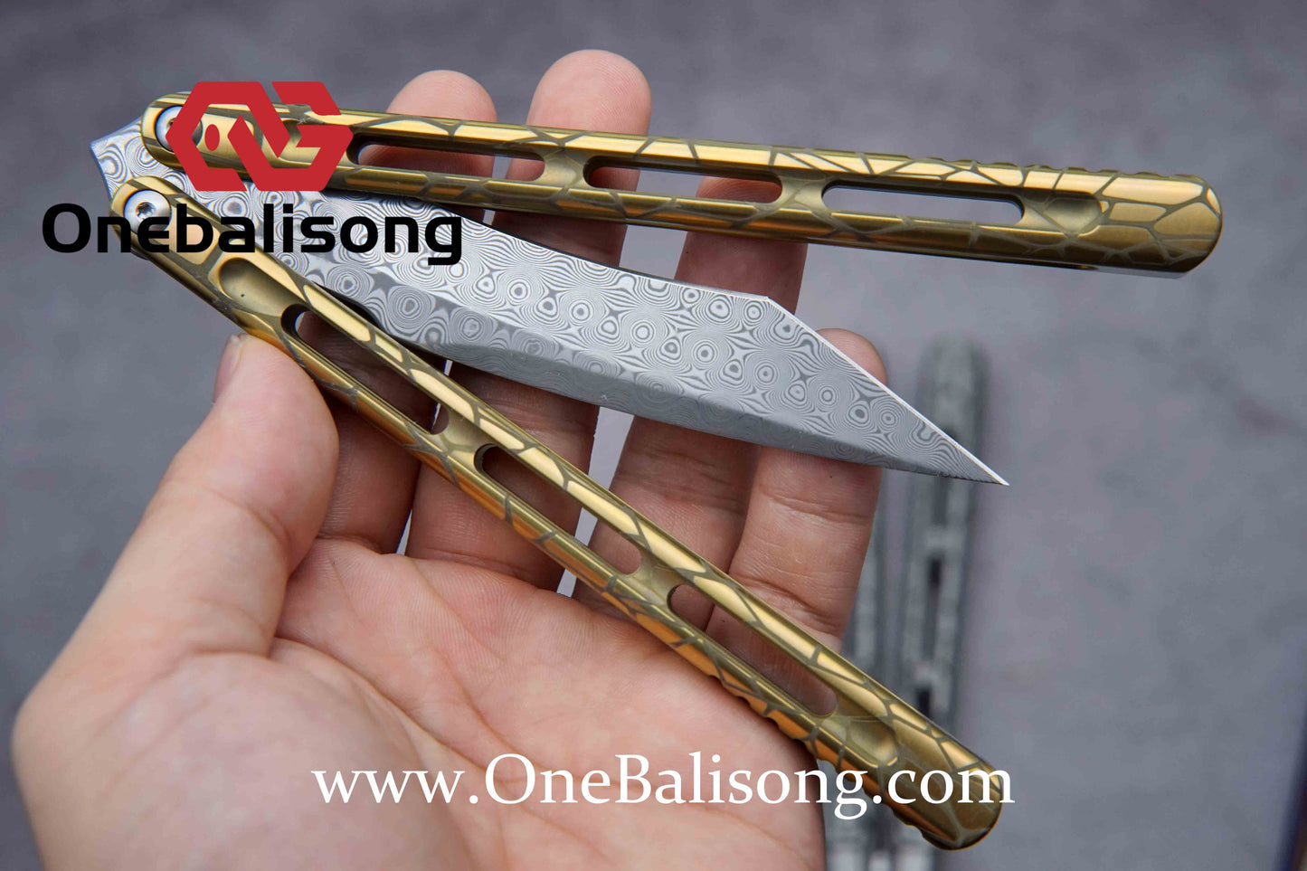 theone viper clone Titanium handle Damascus blade bushing One-piece structure