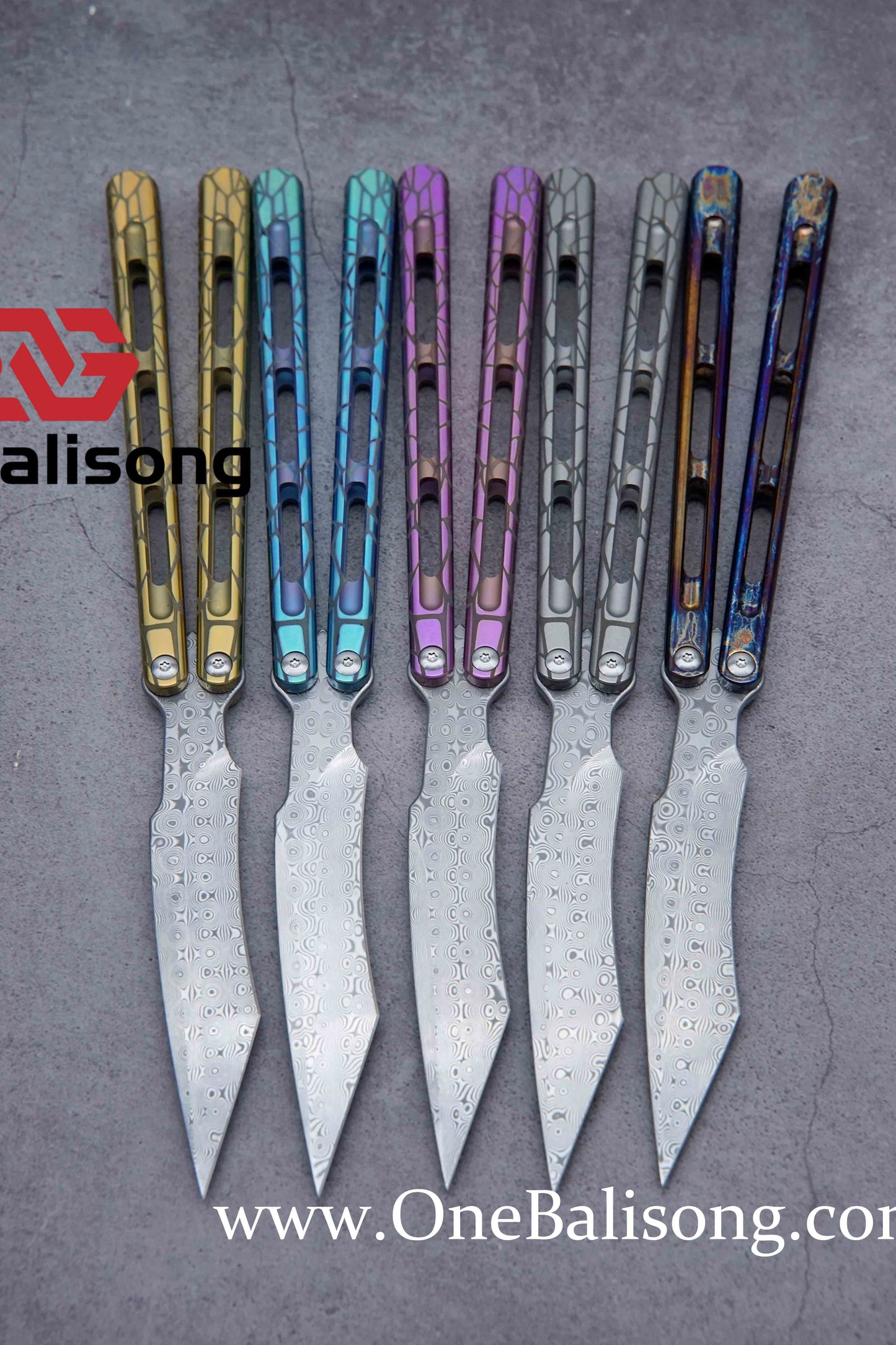 theone viper clone Titanium handle Damascus blade bushing One-piece structure