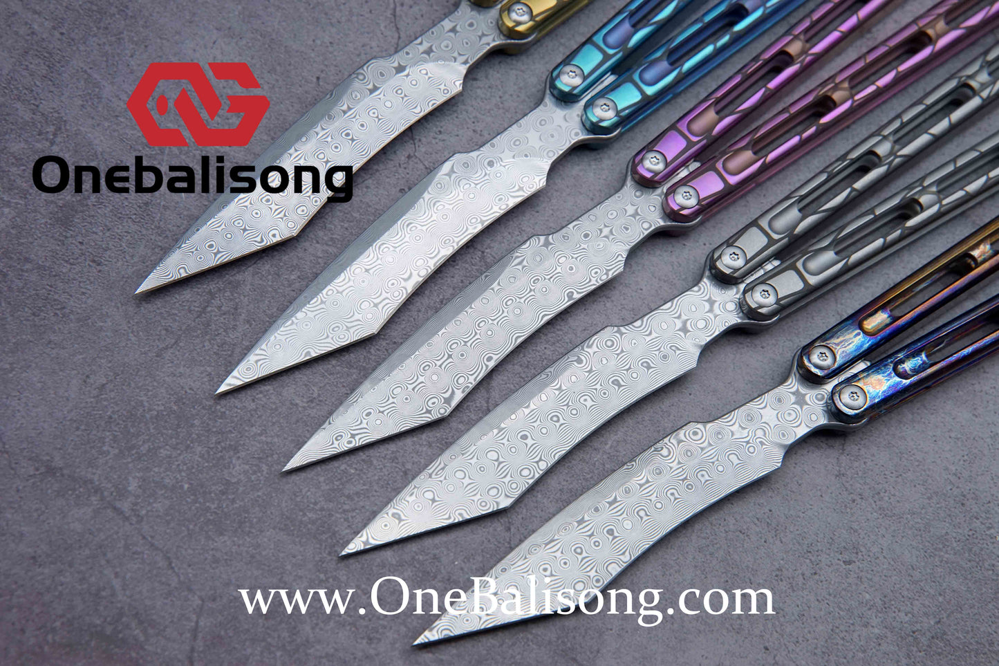 theone viper clone Titanium handle Damascus blade bushing One-piece structure