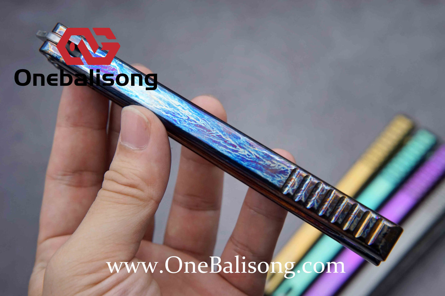theone viper clone Titanium handle Damascus blade bushing One-piece structure