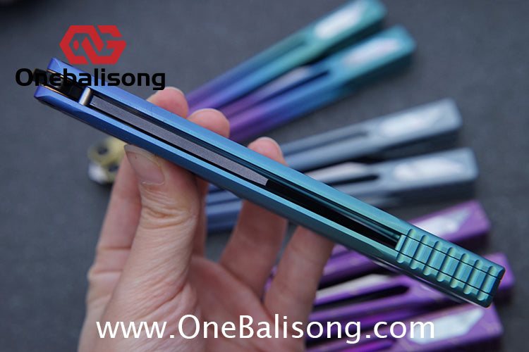 Asgard Slash God Balisong Titanium Alloy Handle Stainless Steel Blade Bushing