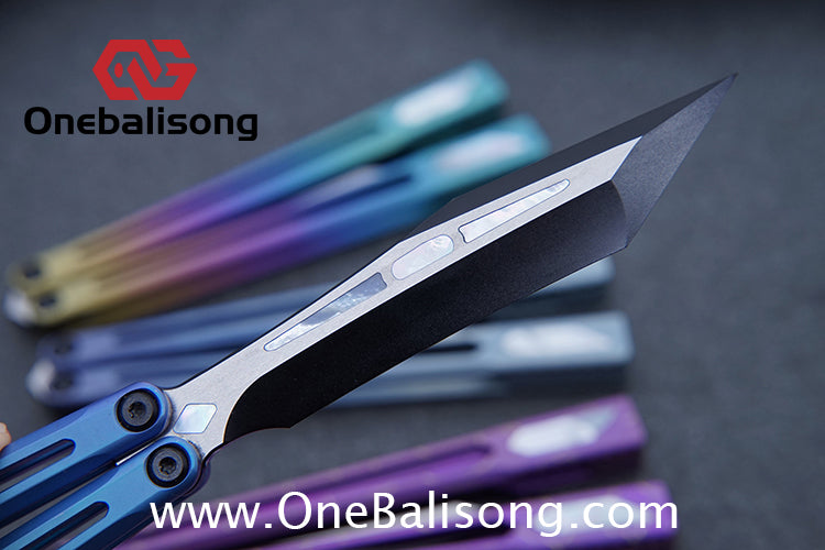 Asgard Slash God Balisong Titanium Alloy Handle Stainless Steel Blade Bushing