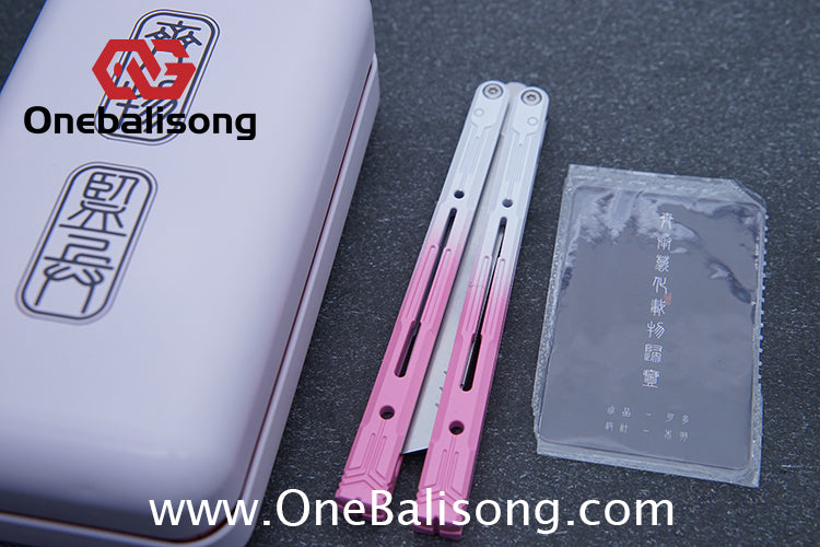 Curiosity White Tiger Balisong 7075 Aluminum Alloy Ceramic Coating Handle Stainless Steel Blade Bushings