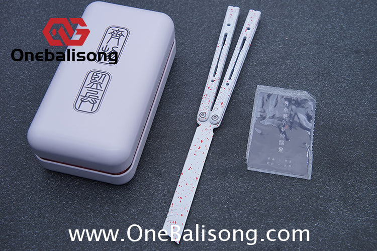 Curiosity White Tiger Balisong 7075 Aluminum Alloy Ceramic Coating Handle Stainless Steel Blade Bushings
