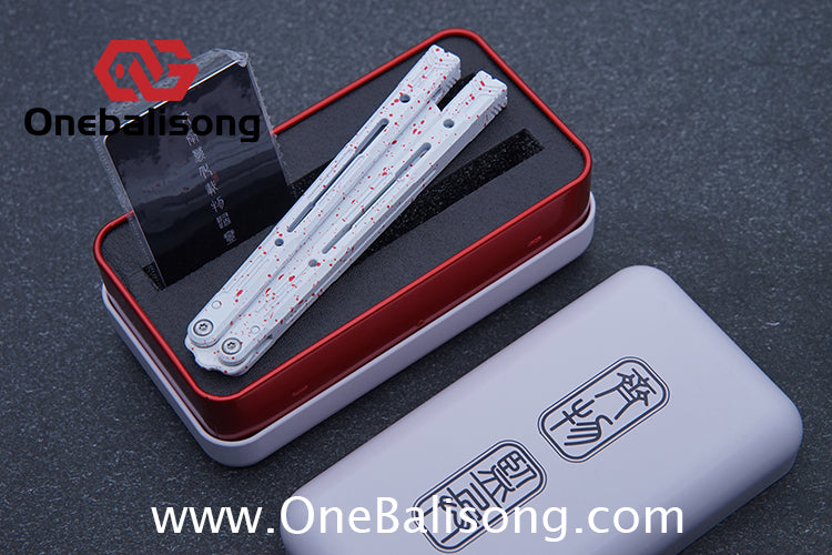 Curiosity White Tiger Balisong 7075 Aluminum Alloy Ceramic Coating Handle Stainless Steel Blade Bushings