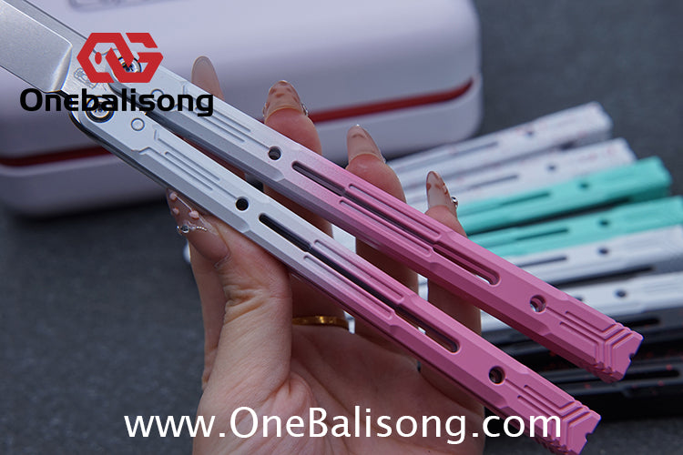 Curiosity White Tiger Balisong 7075 Aluminum Alloy Ceramic Coating Handle Stainless Steel Blade Bushings
