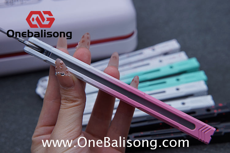 Curiosity White Tiger Balisong 7075 Aluminum Alloy Ceramic Coating Handle Stainless Steel Blade Bushings