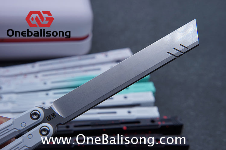 Curiosity White Tiger Balisong 7075 Aluminum Alloy Ceramic Coating Handle Stainless Steel Blade Bushings