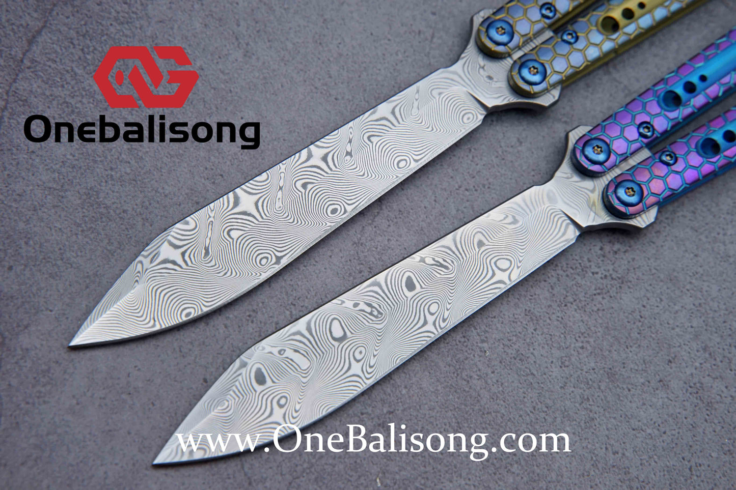 theone python clone Titanium handle Damascus steel blade Bushing