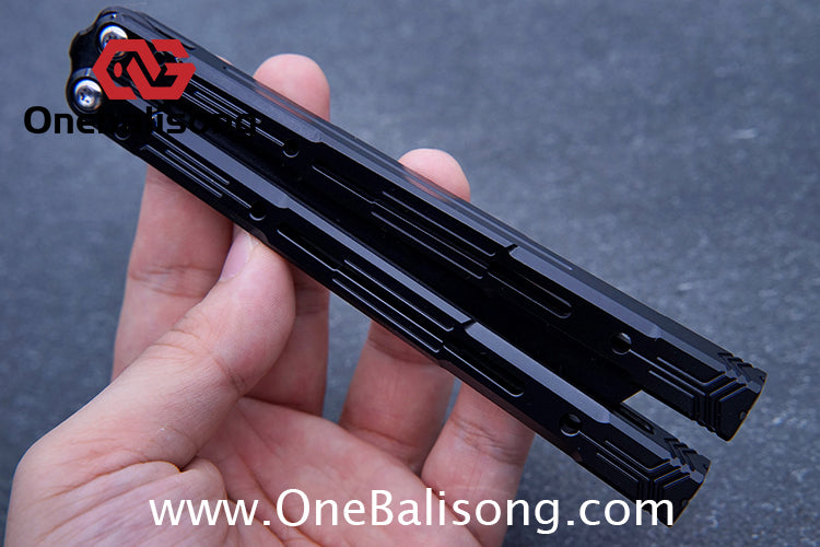 Curiosity White Tiger Balisong 7075 Aluminum Alloy Ceramic Coating Handle Stainless Steel Blade Bushings