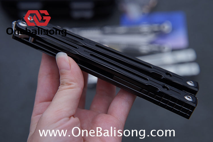 Log & Asgard Lyra V2 Balisong Aluminum Alloy Handle G10 paster Stainless Steel Fake Blade Sandwich Structure Bushing