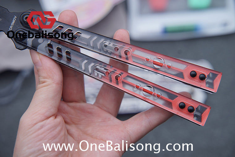 ARMED SHARK Transparent Acrylic Plate REP Balisong Clone 5CR15 Stainless Steel imported acrylic G10 integrated counterweight Bushings