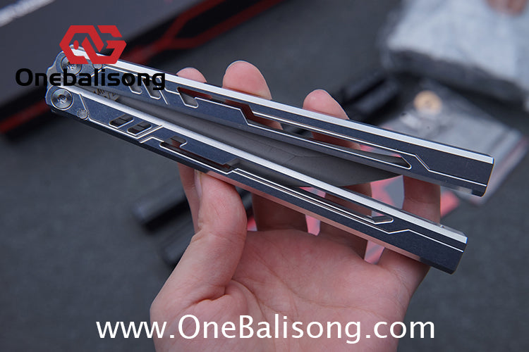 Once Alpha bone Balisong 7075 Aluminum Alloy Handle Stainless Steel Blade Bushings