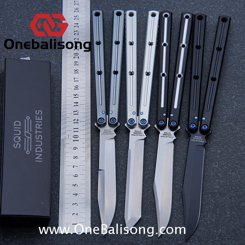 Blue River Glossy Kraken 7075 Aluminum Handle Titanium Alloy Screws Balisong Stainless Steel Blade Clone Bushing