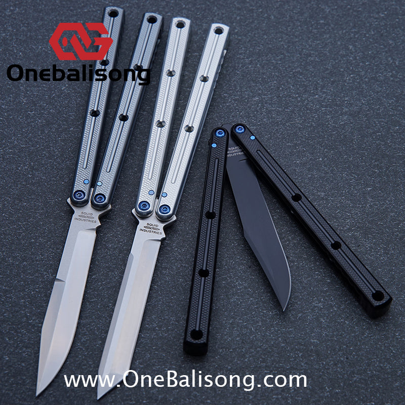 Blue River Glossy Kraken 7075 Aluminum Handle Titanium Alloy Screws Balisong Stainless Steel Blade Clone Bushing