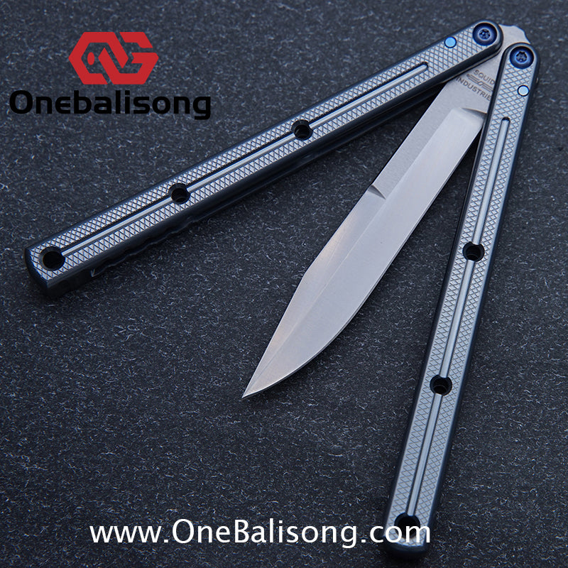 Blue River Glossy Kraken 7075 Aluminum Handle Titanium Alloy Screws Balisong Stainless Steel Blade Clone Bushing