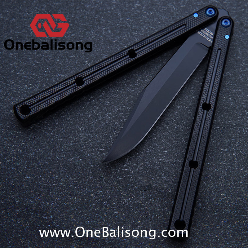 Blue River Glossy Kraken 7075 Aluminum Handle Titanium Alloy Screws Balisong Stainless Steel Blade Clone Bushing