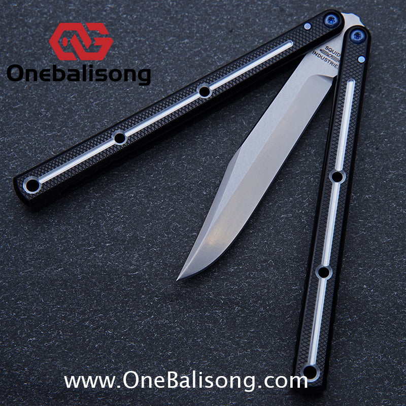 Blue River Glossy Kraken 7075 Aluminum Handle Titanium Alloy Screws Balisong Stainless Steel Blade Clone Bushing