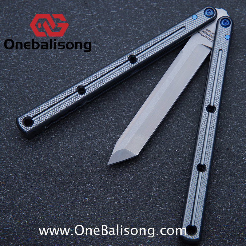 Blue River Glossy Kraken 7075 Aluminum Handle Titanium Alloy Screws Balisong Stainless Steel Blade Clone Bushing